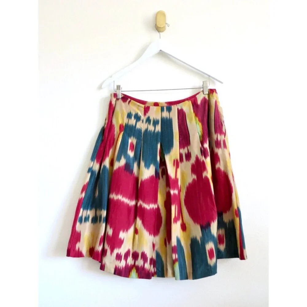 NEW! Lauren Ralph Lauren 100% Silk Modern Maasai Southwestern Skirt SZ 8